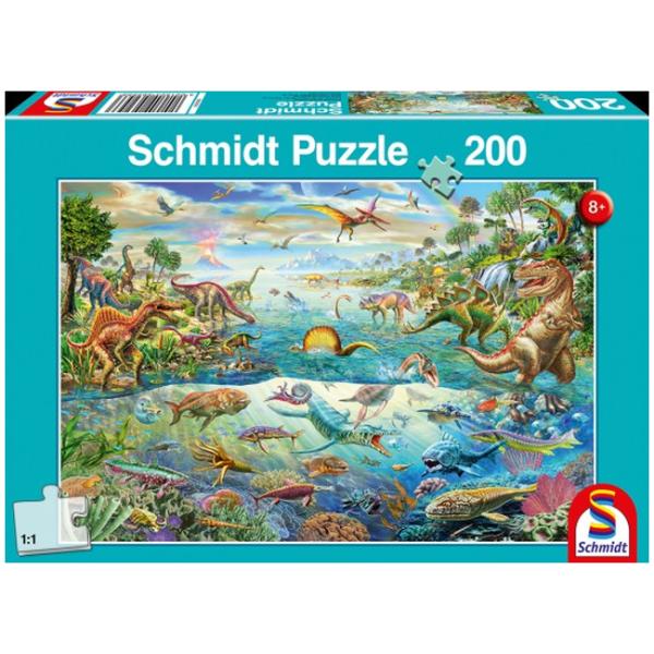 Otroska sestavljanka puzzle 200 delni Schmidt Raziskuj dinozavre