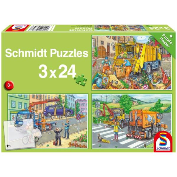 Otroska sestavljanka puzzle 3x24 delni Schmidt Kamion