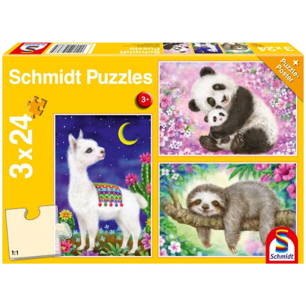 Otroska sestavljanka puzzle 3x24 delni Schmidt Zivali