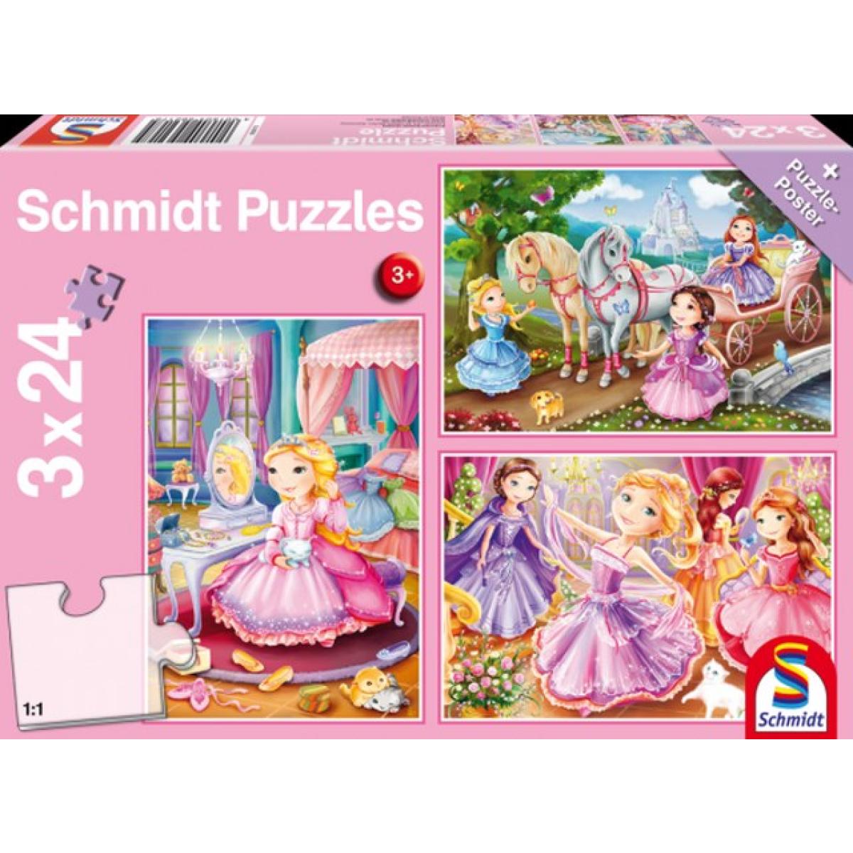 Otroška sestavljanka puzzle 3x24 delna Schmidt Princesa 1