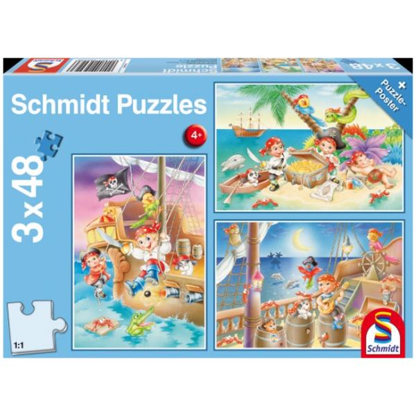 Otroška sestavljanka puzzle 3x48 delni Schmidt Pirati