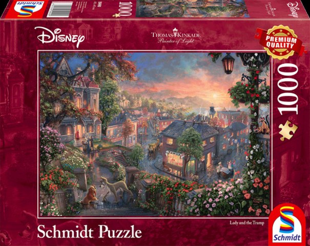 Sestavljanka puzzle 1000 delna Schmidt Kinkade Disney Dama in Potepuh