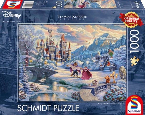 Sestavljanka puzzle 1000 delna Schmidt Kinkade Lepotica in Zver Zima